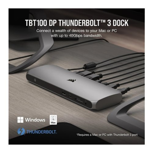 CORSAIR TBT100 Thunderbolt 3 USB Dock with Two DisplayPort and