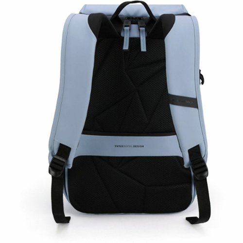 Swissdigital Design LAMONE L LED TSA-Friendly Water-Resistant Backpack With USB Charging Port RFID Protection and Fits Up to 16″ Laptop - Light Blue WORLDWIDE DELIVERY