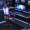Bestier - RGB Gaming Chair with LED Lights Ergonomic Cushion & Breathable Mesh Back Computer Chair - Red-Front_Standard