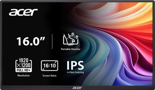  Acer - PM161W 16.0&quot; WUXGA 60Hz FreeSync Compatible IPS Portable Monitor (2 x USB 3.1 Type-C, Mini HDMI, Audio Out) - Black