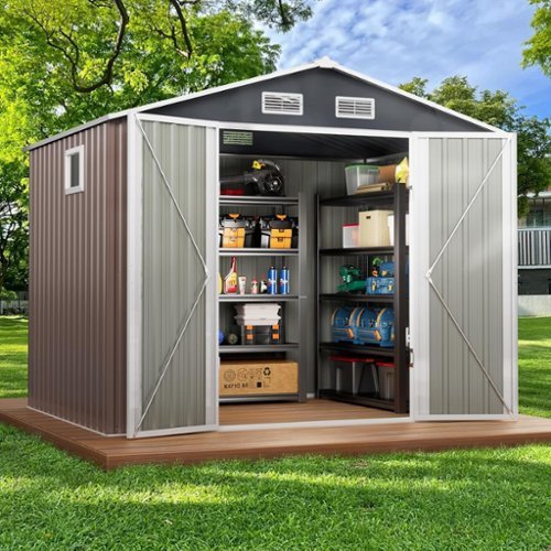 Circus Cirle - 8x6 FT Outdoor Storage Shed with Window&Lockable Doors-Front_Standard 