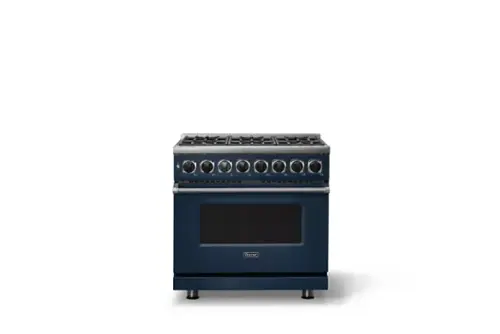 Front. Viking - 36 in. Wide 6 Burner Freestanding 7 Series Dual Fuel Self-Clean Range - Slate Blue.