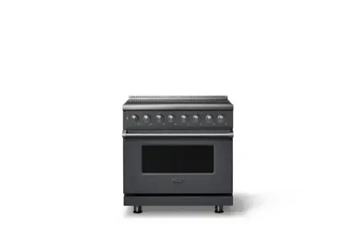 Front. Viking - 36 in. Wide 6 Elements Pro 5 Series 5.6 Cu. Ft. Freestanding Induction Convection Range - Cast Black - Cast Black.