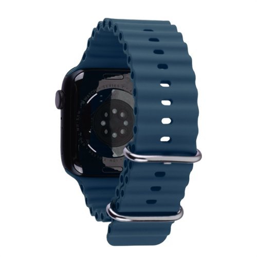 Echelon - ComfyFit Silicone Strap for Apple Watch 45mm - Dark - Blue-Front_Standard 