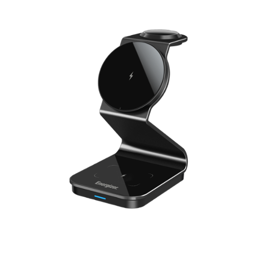  Energizer - 3-in-1 Metal 15W Magnetic MagSafe/Qi2 15W, Universal Charging Station/Stand for Phones + AirPods + Apple Watch - Black