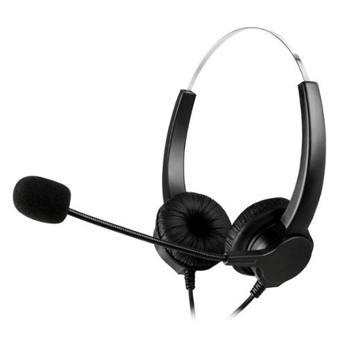 AGPtek - Call Center Noise Cancelling Corded Binaural Hands-free Headset Headphone With Microphone - Black-Front_Standard 