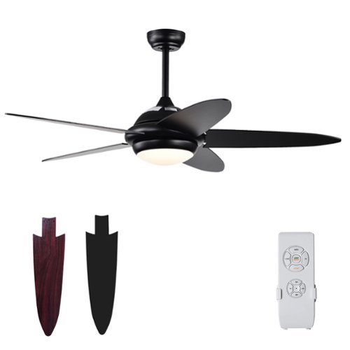 Costway - 52'' Ceiling Fan with LED Lights & Remote Control 1/2/4/8H Timer & 3 Fan Speeds - Black-Front_Standard 