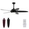 Costway - 52'' Ceiling Fan with LED Lights & Remote Control 1/2/4/8H Timer & 3 Fan Speeds - Black-Front_Standard
