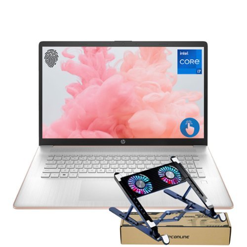 HP - 17 Laptop 17.3" HD+ Touchscreen - Intel Core i7-1355U with 32GB RAM - 1TB Solid State Drive - PCO Laptop Cooler - Rose-Front_Standard 
