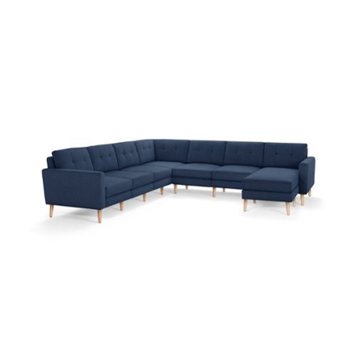 Burrow - Mid-Century Nomad 7-Seat Corner Sectional with Chaise - Navy Blue-Front_Standard 