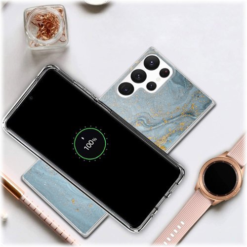 SaharaCase Marble Series Case for Samsung Galaxy S23 Ultra - Blue/Gold SHOP ONLINE
