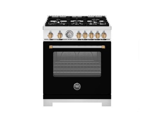 Bertazzoni - 30" Master Series All-Gas Range - Nero Matte / Brushed Gold - Nero Matt/Gold