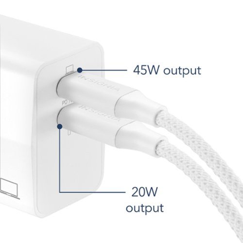 Insignia™ 70W Dual Port USB-C GaN Wall Charger for MacBook, iPad, iPhone, Apple Watch, AirPods, Samsung Smartphones and More - White SHOP ONLINE