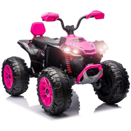 GARVEE - 24V Kids 2-Seater Electric ATV with Powerful Dual 550W Motors, Off-Road 4 Wheeler, Music Player & 110 lbs Capacity - Pink-Front_Standard 