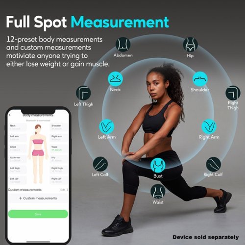 Arboleaf digital Body Tape Measure, 60in, Bluetooth with App, Retractable - White SHOP ONLINE