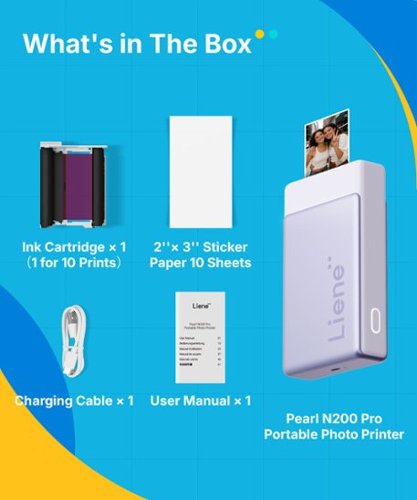 Liene Pearl N200 Pro 2x3 Inch Wireless Photo Printer, with 10 sheets of paper - Purple WORLDWIDE DELIVERY