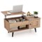 Costway - Lift Top Coffee Table with Storage Hidden Compartment Cabinet & Open Shelf - Natural-Front_Standard 