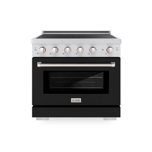 ZLINE - 36 in. 5.2 cu. ft. Paramount Freestanding Induction Range with 5 Burners and Electric Oven in Satin Steel w/ Black Door - Matte Black
