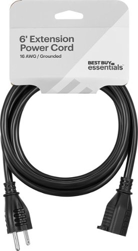 Best Buy essentials™ 6’ 16ga Indoor/Outdoor Extension Power Cord - Black GLOBAL SHIPPING