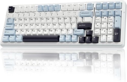 AULA - F99, 99-Key, Wireless, Hot Swappable, Mechanical Gaming Keyboard, RGB, 5-Layer Padding, 8000 mAh Battery - Blue White-Front_Standard 