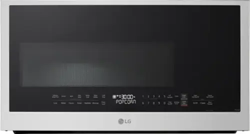 Defrost  
Soften  
Melt  
Cook  
Reheat  
Kids  
Steam  
More  
Cook Modes  
SENSOR COOKING  
Popcorn  
Potato  
Vegetable  
Beverage  
Cook Time  
Power Level  
AM/PM  
30:00  
Kg  
POPCORN  
1 2 3 4 5 6 7 8 9 0 +30  
START  
Clock  
seconds  
Enter  
Timer Settings  
STOP  
On/Off  
W-  
Cnr  
Cae  
Lo  
Light  
Sound  
High/Low/OH  
High  
Low  
VENT  
Auto On/Off  
4 Speed  
Timeset  
*IoM  
seconds  
ThinQ  
LG