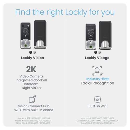 Lockly Visage Smart Lock Wi-Fi Deadbolt Keyway/Fingerprint/Facial Unlock - Satin Nickel - Satin Nickle BUY IN SINGAPORE