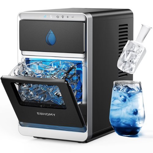 Euhomy - Crescent Ice Maker Countertop - 30Lbs/24H, LunaArc Ice Machine with Auto-Cleaning, Slow-Melt Ice - Black-Front_Standard 