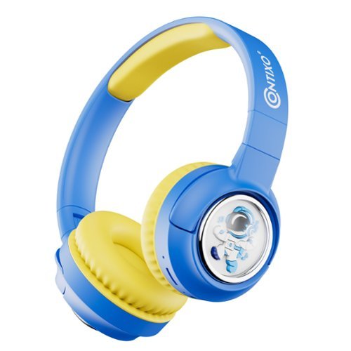 Contixo - Kids Bluetooth Wireless Headphones, Fun Designs, Safe Volume Limiter, LED Lights, Foldable, Mic - Blue-Front_Standard 