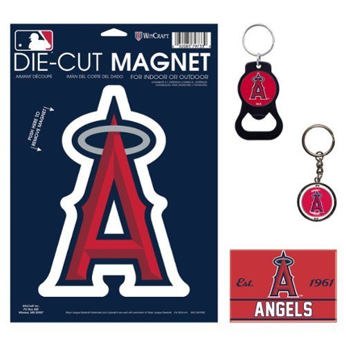 WinCraft - Los Angeles Angels 4-Pack Key Rings and Magnets Set - Multicolor-Front_Standard 