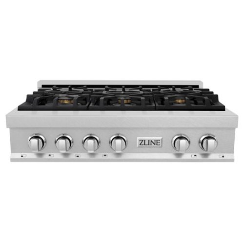 ZLINE - 36 in. Legacy Gas Rangetop with 6 Brass Burners and Porcelain Cooktop in Satin Steel - Satin Stainless Steel