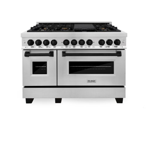 ZLINE - Autograph 48" Legacy Dual Fuel Range with 7 Burners & (RAZ-48-MB) - Matte Black Accents-Front_Standard 