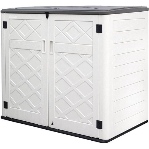 Decksplore - Larger Outdoor Storage Shed Horizontal 48 Cu.ft Outdoor Storage Box Waterproof for Garden, Patios, Backyards - White-Front_Standard 