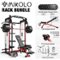 Mikolo - Power Rack Cage, Weight Rack,Multi-Function Squat Rack with J Hooks,Dip Bars and Landmine - Red-Front_Standard