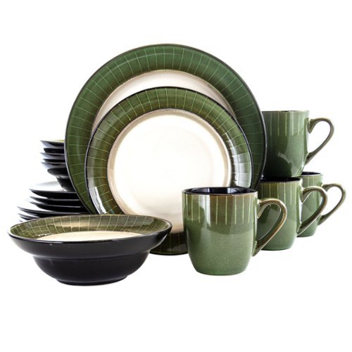 Elama - Grand 16 Piece Luxurious Stoneware Dinnerware with Complete Setting for 4, 16pc - Jade-Front_Standard 
