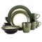 Elama - Grand 16 Piece Luxurious Stoneware Dinnerware with Complete Setting for 4, 16pc - Jade-Front_Standard