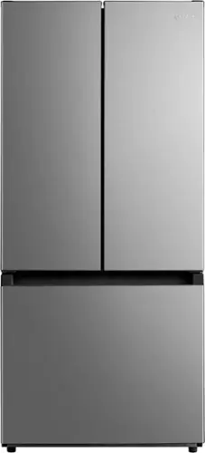 Front. Midea - 30-in Wide 18.4 Cu. Ft. French Door Refrigerator with Gallon-Sized Door Bins, Ice Maker Ready - Stainless Steel.