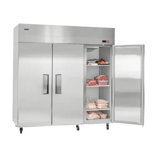 Front. VEVOR - Commercial Reach-In Freezer 72" W, 52 Cu.Ft Stainless Steel Upright Freezer with Three Doors, Auto-Defrost - Stainless steel color.