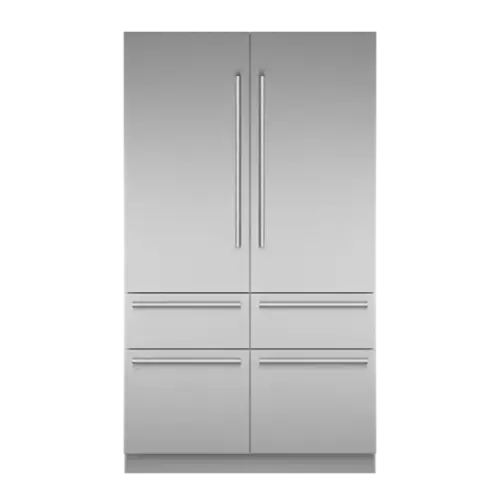 Front. Thermador - Freedom Collection 48 in Wide 26.8 Cu. Ft. Smart Built-in French Door Bottom Freezer Refrigerator, Masterpiece Handles - Stainless Steel.