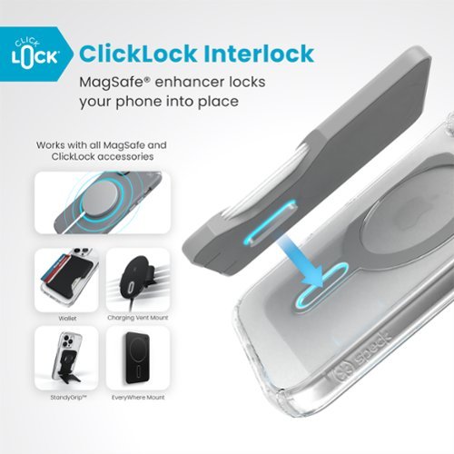Speck Presidio Perfect Clear ClickLock Case with MagSafe for Apple iPhone 16 - Clear/Chrome WHERE TO BUY