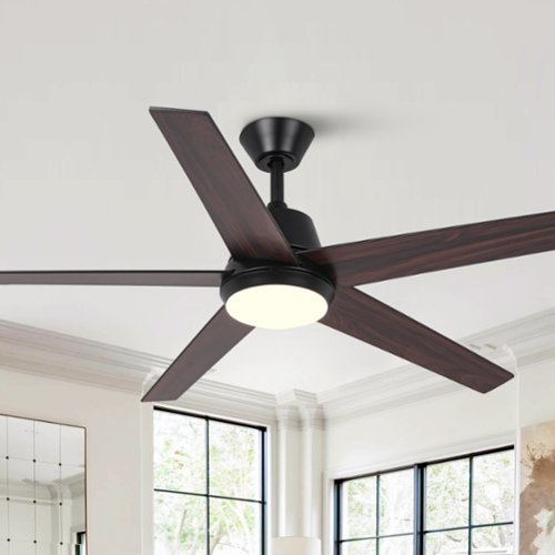 Vaczon - 52-inch Modern 3CCT Dimmable LED Smart Ceiling Fan with Light, Remote and APP Control - Black-Front_Standard 