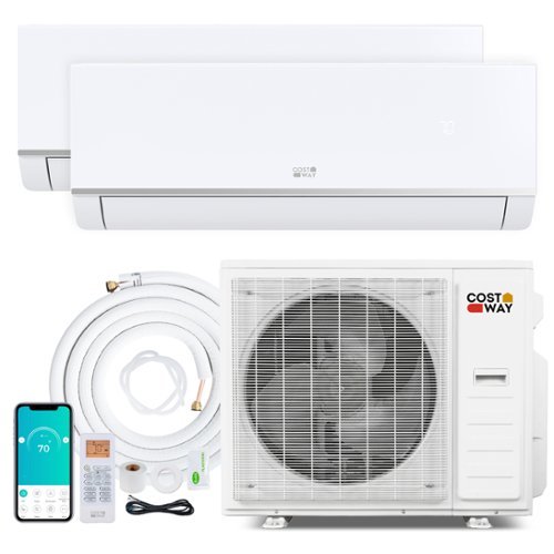 Costway - Blast Pro 2 Zone 20000 BTU 9K + 9K Mini Split AC/Heating System, 23 SEER2, WiFi Enabled - White-Front_Standard 