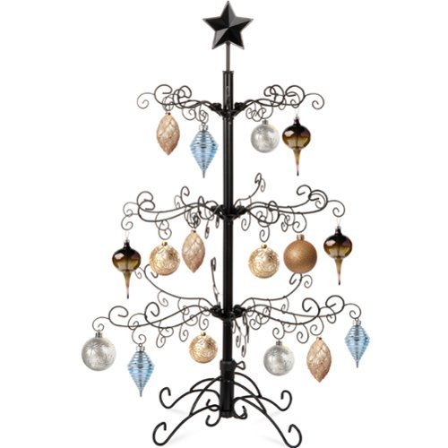Best Choice Products - 3ft Wrought Iron Ornament Display Christmas Tree w/ Easy Assembly, Stand - Black-Front_Standard 