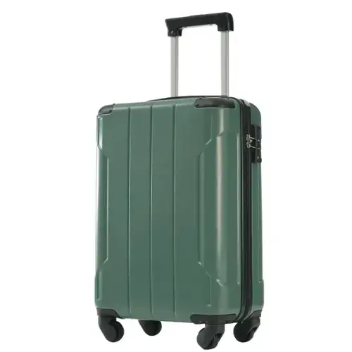 Front. Ecooso - Hardshell Luggage, Lightweight Durable ABS Suitcase，Double Spinner Wheels, TSA Lock, 20-Inch Travel Carry-On Luggage - Green.