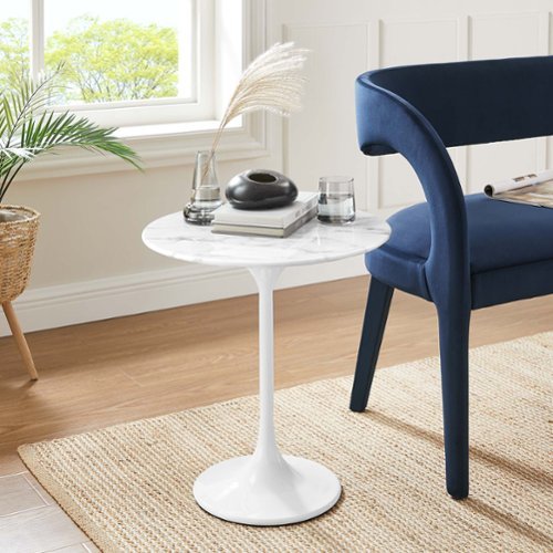 Modway - Lippa Round Artificial Marble Side Table - White White-Front_Standard 