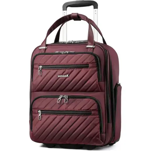 Front. LUGGEX - LUGGEX 16 Inch Underseat Carry On Luggage with Wheels,Softside Lightweight Suitcase UDK - LX-UX - Cherry.