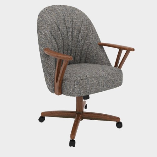 Chromcraft - Swivel-Tilt Caster Casual Dining Chair in Fonzo Marble with Walnut - Gray-Front_Standard 