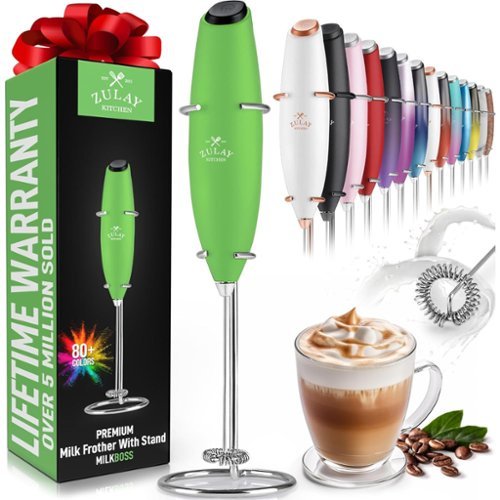 Zulay Kitchen - Powerful Milk Frother Handheld Foam Maker for Lattes by Milk Boss - Clover Green-Front_Standard 