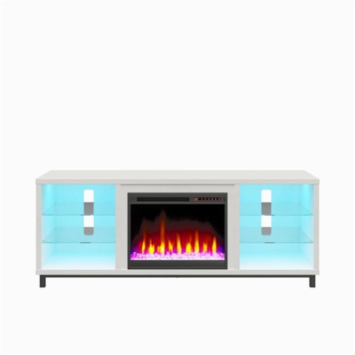 Ameriwood Home - Lumina Deluxe Fireplace TV Stand (70") - Plaster-Front_Standard 