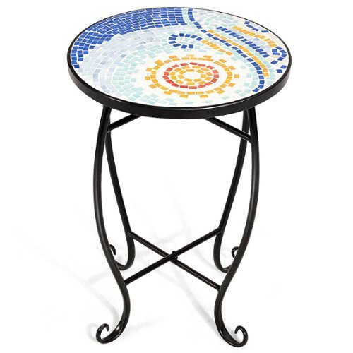Costway - Outdoor Indoor Accent Table Plant Stand Scheme Garden Steel Ocean - multicolor