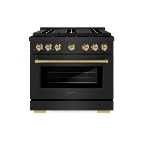 Front. ZLINE - ZLINE Autograph 36 in. Black Stainless Paramount Dual Fuel Range w/ DuoPro Cooktop & Bronze Accents (PSDRBZ-36-CB) - Black Stainless Steel.